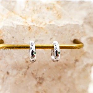 Créoles Huggie en argent sterling, créoles CZ colorées, cadeau pour elle