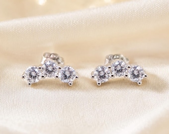 Dreifach-Ohrstecker aus Moissanit, Schmuck aus Sterlingsilber für Helix und Tragus – das perfekte Geschenk für Sie