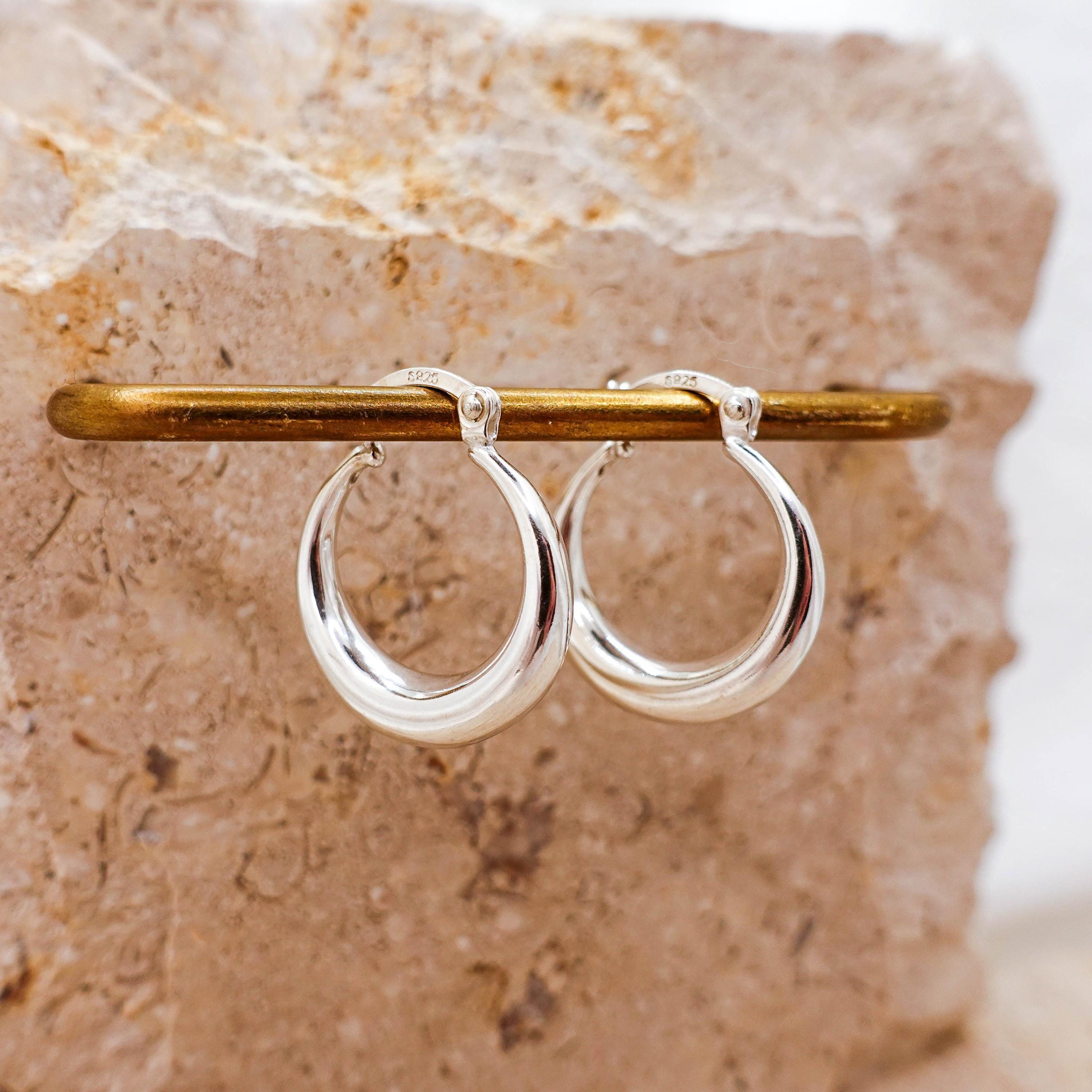 925 Sterling Silver Hoop Earrings, Lightweight Classic Hoops, Minimalist Plain Everyday Jewelry Gift for Her Mom Sis