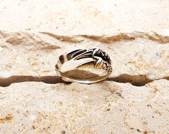 Sterling Silver Bird Claw Ring Adjustable, Open Gothic Statement Rings For Men Women