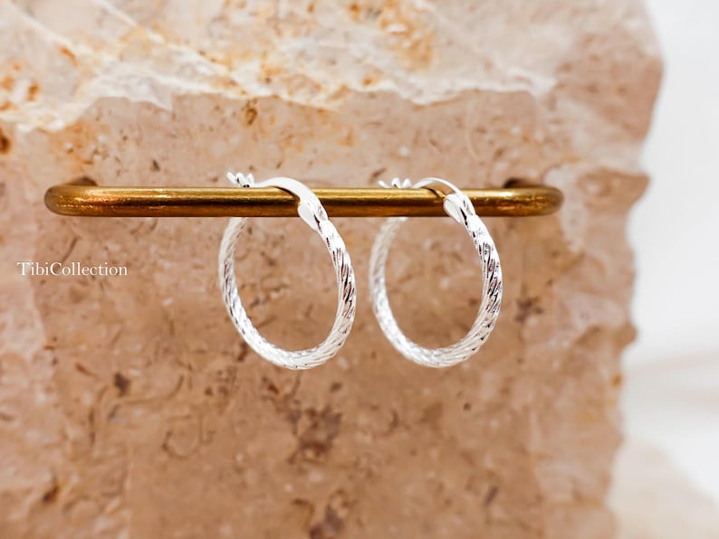 Shiny sterling silver hoops simple classic design