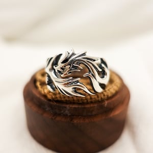 Sterling Silver Dragon Ring: Adjustable Gothic Fantasy Jewelry
