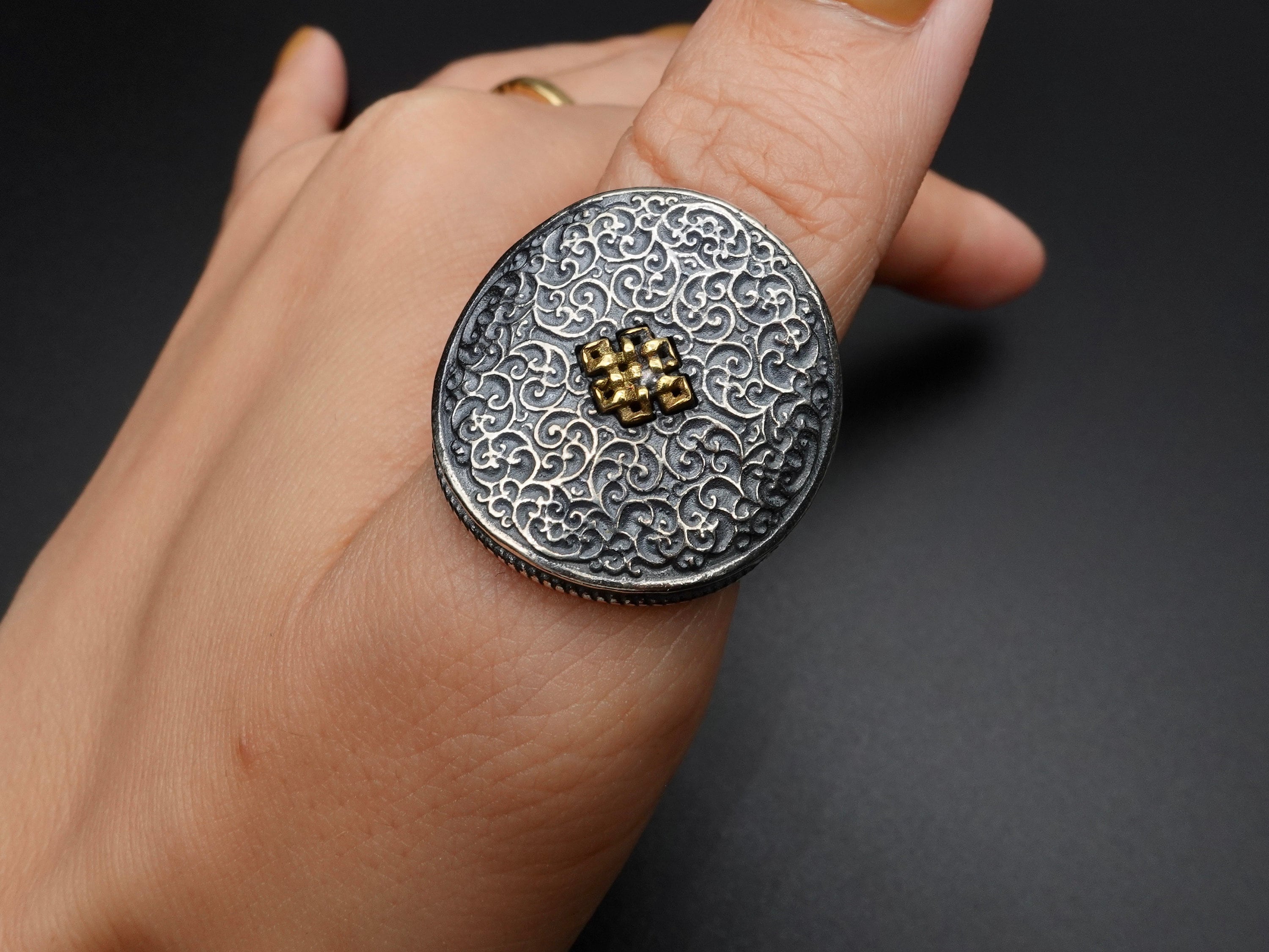 Mens Thumb Ring Chunky Silver Ring Adjustable Mens Silver Etsy