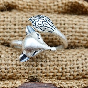 Sterling Silver Fox Ring, Fox Silver Jewelry, Animal Ring, Fox Lover Ring, Statement Ring, Jewelry Gift for Him Her