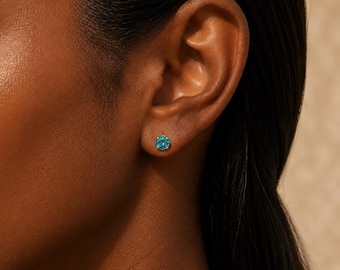 Boucles d'oreilles Paraiba scintillantes, bijou en tourmaline bleue turquoise, cadeau pour elle