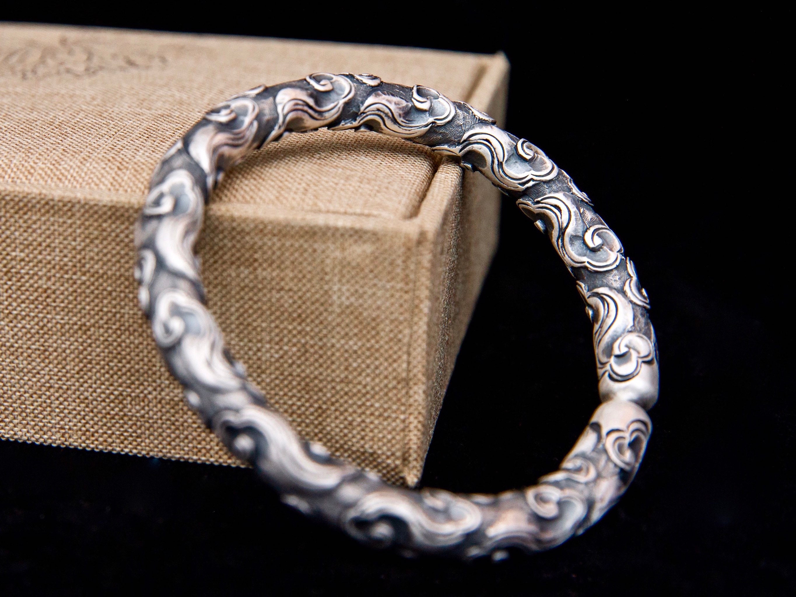 Heavy Oxidized Sterling Silver Bracelet for Men, mens