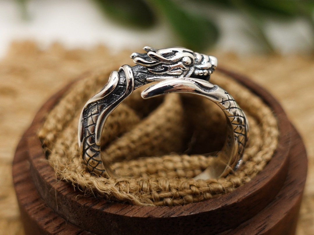 Buy Gargish Stainless Steel Dragon Adjustable Ring for Men (Silver) at  Amazon.in