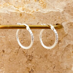 Thin textured hoop earrings elegant gift for mom