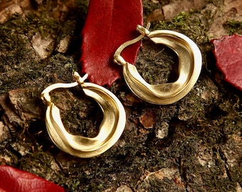 925 Sterling Silver Matt Finish Gold Hoop Earrings, Gold Filled Earrings, Classic Gold Earrings  Gift for Mom Graduation Gift