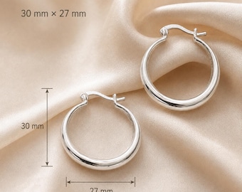 Pendientes de aro grandes de plata de ley, aros llamativos en forma de media luna, regalo ideal para ella.