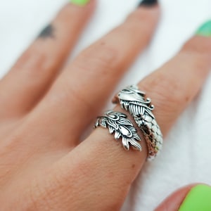 Sterling Silver Phoenix Ring: Adjustable Firebird Jewelry