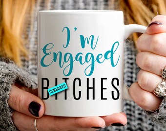 sh*t just got real mug set Couples engagement gift,I'm engaged b*tches sh*t just got real mug set Couples engagement gift,I'm engaged b*tches