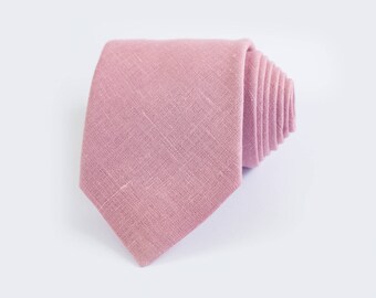 Mens Dusty Rose Tie Skinny Necktie Groom Outfit Wedding Neck Tie And Pocket Square