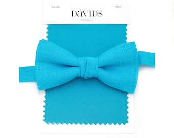 Turquoise Bow Tie MALIBU Blue Wedding Bowtie and Pocket Square for Boy