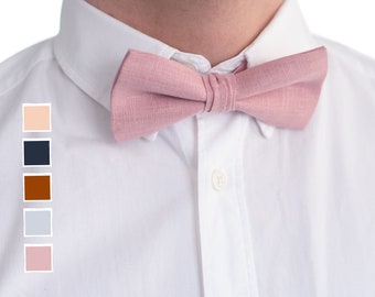 Dusty Rose Bow Ties for Men, Ballet Wedding Bowtie, Dusty Pink Ring Bearer Bowtie and Pocket Square