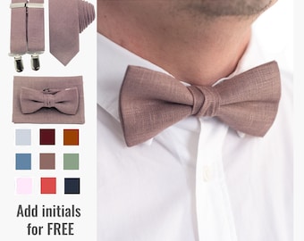 Tan Suspenders and Bowtie for Boys Light Brown Bow Tie Kid Suspender with Necktie