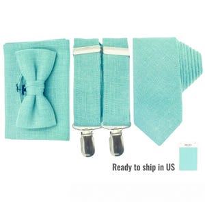 Spa Tie Spa Suspenders and Bow Tie Mint Neckties for Groomsmen Green Bow Ties Spa Color Wedding Neckties with Pocket Square