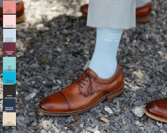 Light Blue Dress Socks for Men, Customizable Groomsmen Sock
