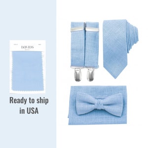 Ice Blue Bow Tie Suspenders Necktie Light Blue Bowties Ties Neckties Bowtie Suspender