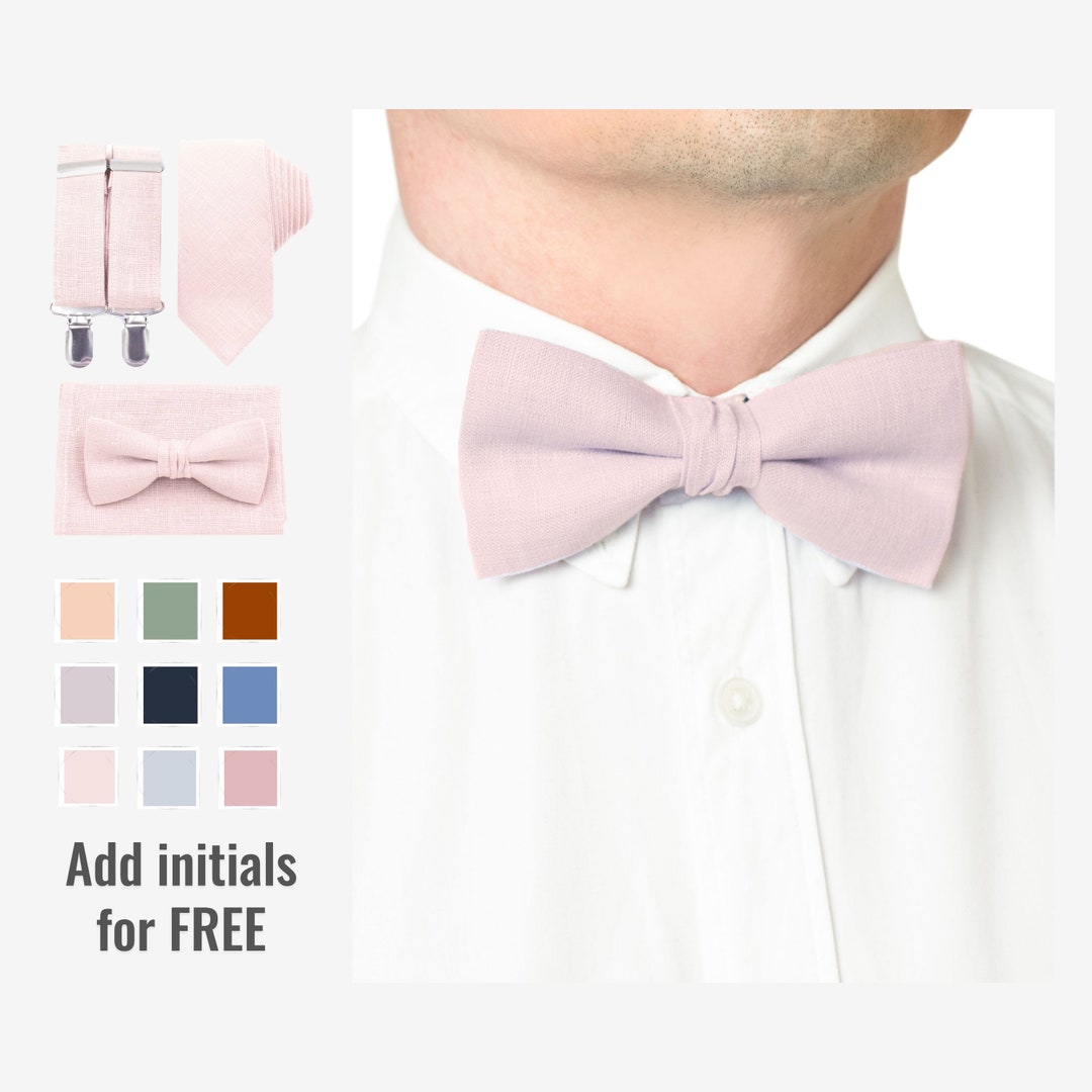 petal pink bow tie and suspenders