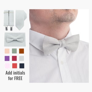 Light Gray Bow Tie And Suspenders Grey Wedding Outfit Summer Usher Gift