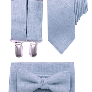 Dusty Blue Bow Tie DUSTYBLUE Wedding Necktie Suspenders