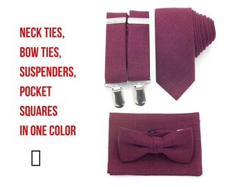 Burgundy Bow Tie & Burgundy Suspenders  Ring Bearer and Groomsmen Outfit