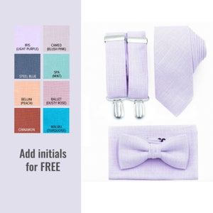 Light Purple Bow Tie Iris Suspenders Necktie Pocket Square Ties Braces Bowties Bowtie