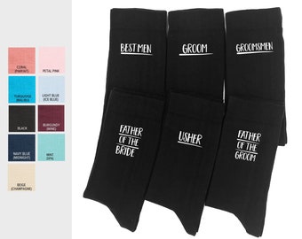 Bräutigam Mann Hochzeit schwarze Socken, Groomsmen benutzerdefinierte Socken, personalisieren Kleidersocken für Männer
