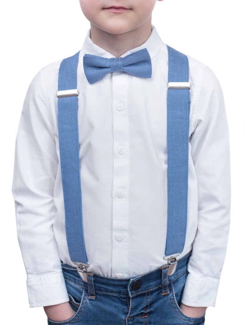 Dusty Blue Bow Tie DUSTYBLUE Wedding Necktie Suspenders image 8