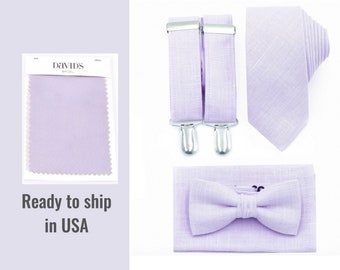 Light Purple Necktie Suspenders Bow Tie Iris Bowties Ties Pocket Square Neckties