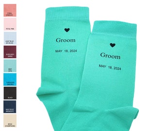 Custom Socks Groom To Be Gift From Bride in Mint Green for Wedding Party