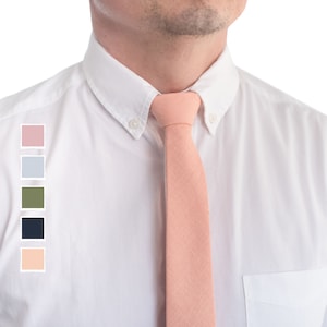 BELLINI peach tie wedding groomsmen ties with matching pocket square set