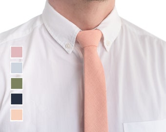 Ensemble de cravates de mariage BELLINI couleur pêche avec pochette de costume assortie