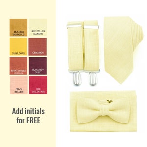 Light Yellow Bow Tie Suspenders Necktie Yellow Ties Bowtie Pocket Square Braces Bowties Neckties