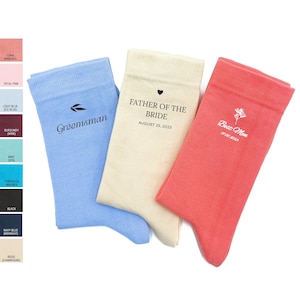 Groomsmen Socks Name, Wedding Date Socks, Custom Printed Sock, Groomsman Sock, Groom Socks Champagne Beige Color, Special Walk Sock
