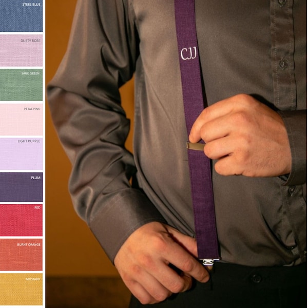 Personalized Suspenders for Groomsmen Wedding Suspenders with custom initials for Groom, Groomsman, Best Man and Ring Bearer