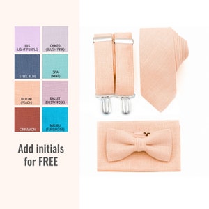 Bellini Bow Tie Peach Necktie Suspenders Apricot Mens Ties Pocket Square