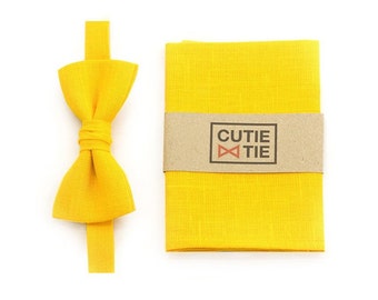 Sunflower Bow Tie And Pocket Square Mens Bow Ties