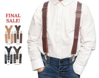 Leather Suspender - Wedding Suspenders for Boy, Toddler, and Adult in Brown, Black