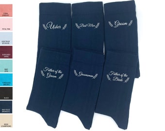Wedding Party Socks for Groom, Personalized Navy Blue Wedding Sock, Special Walk Socks with Initials