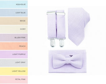 Light Purple Bow Tie IRIS Suspenders Necktie Pocket Square Ties Braces Bowties Bowtie
