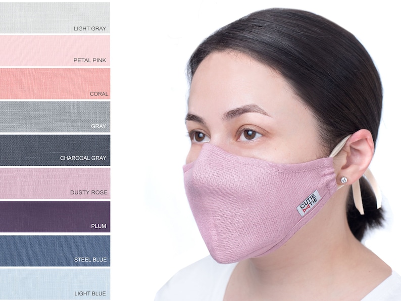 Face Mask With Filter and Nose Wire Linen Facemask Washable Etsy