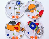 Cosmos, rocket, astronaut SET of 3,6,8 or 10 feeding tube pads, PEG covers, Gtube pads, buttons G-tube mic-key button, podkładki PEG, bamboo