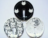 B W cats SET of 3, 6 or 10 feeding tube pads, PEG covers, Gtube pads, buttons G-tube mic-key button, podkładki PEG, bamboo