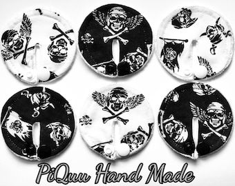 Pirates sculls SET of 4-10 feeding tube pads PEG covers Gtube pads buttons G-tube mic-key button podkładki PEG bamboo pirate