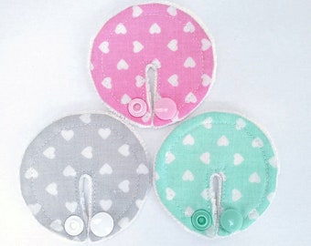 Pastel Valentine's hearts  SET of 3, 6, 9 feeding tube pads, PEG, gtube covers, Gtube pads, buttons G-tube mic-key button podkładki pod PEG