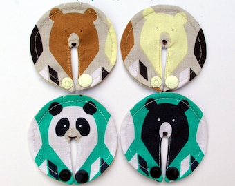 Bears SET of 4, 6, 8,10 feeding tube pads, PEG covers, Gtube pads, buttons G-tube mic-key button, podkładki pod PEG, bamboo