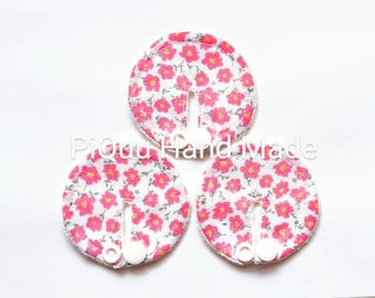 Rose daisy pink vintage blossom flowers SET of feeding tube pads covers Gtube buttons G-tube mic-key button podkładki PEG bamboo spring