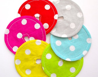 Polka dots rainbow SET 3,6 or 9 feeding tube pads, PEG covers, Gtube pads, buttons G-tube mic-key button, podkładki pod PEG, bamboo